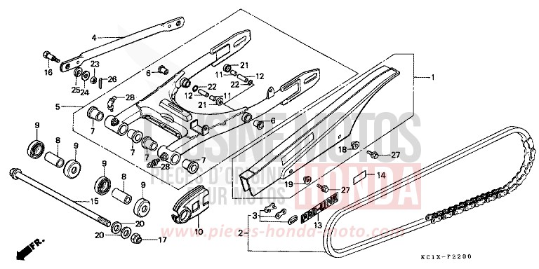 SCHWINGE/KETTENGEHAEUSE von CB1300 Super Bold'or ABS SCHWARZ (NH1) von 1982